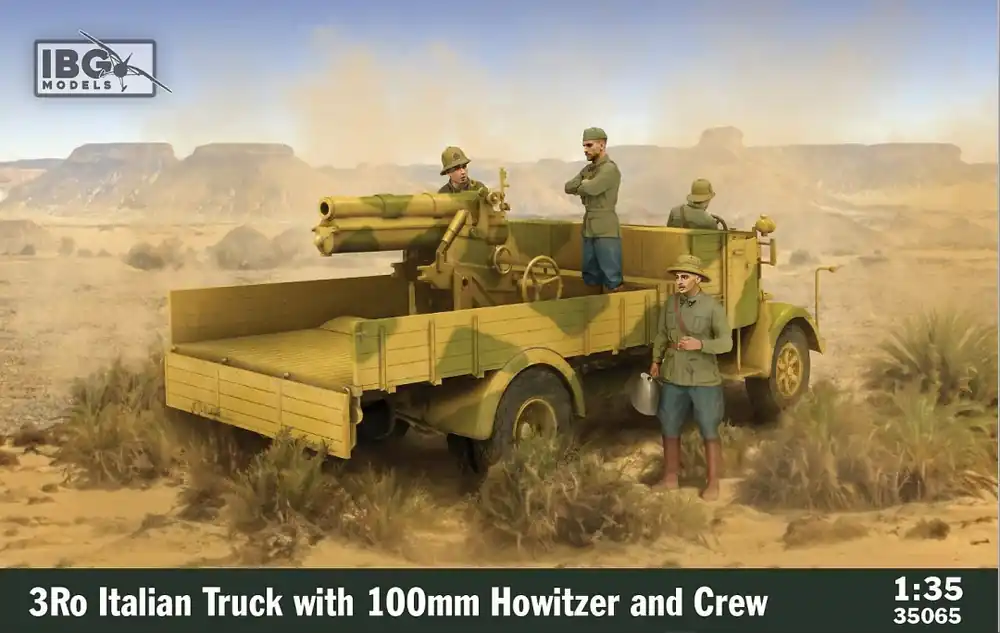 1 35 IBG Models 35065 3Ro Italian Truck with 100mm Howitzer - and Crew Plastic Modelbouwpakket Aanbieding