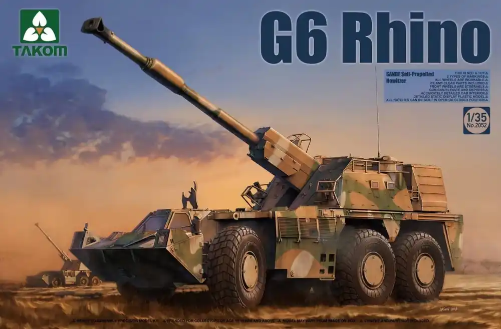 1 35 Takom 2052 G6 Rhino - SANDF Self-Propelled Howitzer Plastic Modelbouwpakket Beperkt Aanbod