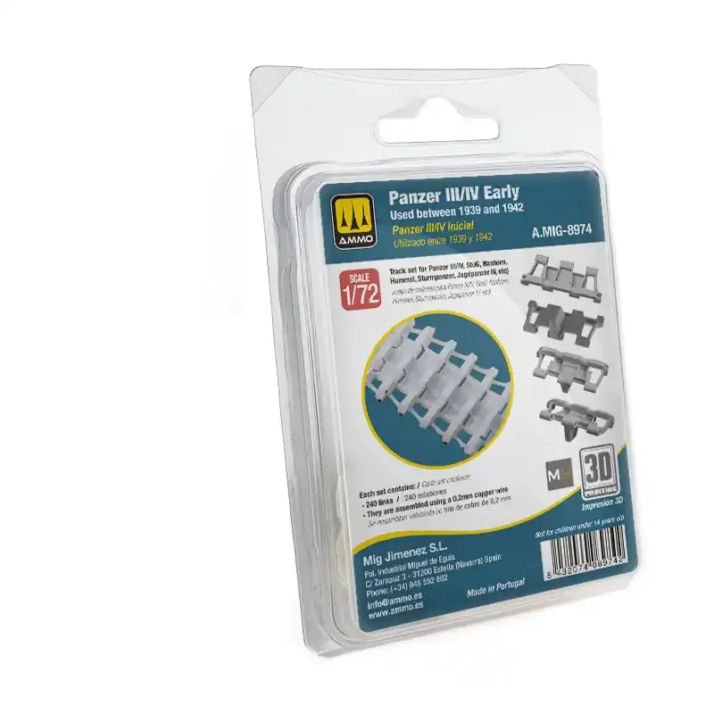 1 72 AMMO MIG 8974 Panzer III/IV Early 1939/1942 Tracks Set - Resin Detailing Set Resin onderdeel Koopje