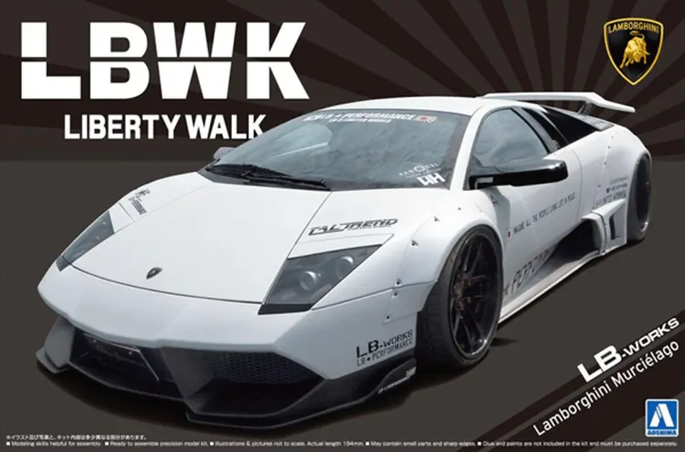1 24 Aoshima 05992 LB Works Lamborghini Murcielago Ver. 1 Plastic Modelbouwpakket Beperkte Voorraad
