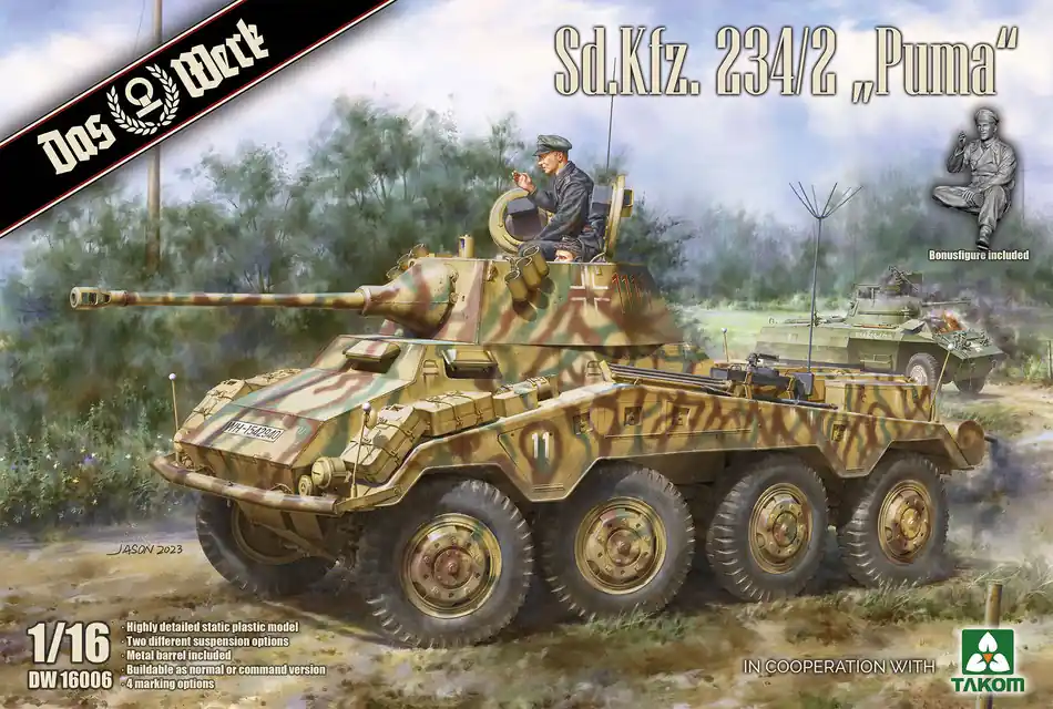 1 16 Das Werk 16006 Sd.Kfz. 234/2 “Puma” Panzerwagen Plastic Modelbouwpakket Laatste Kans