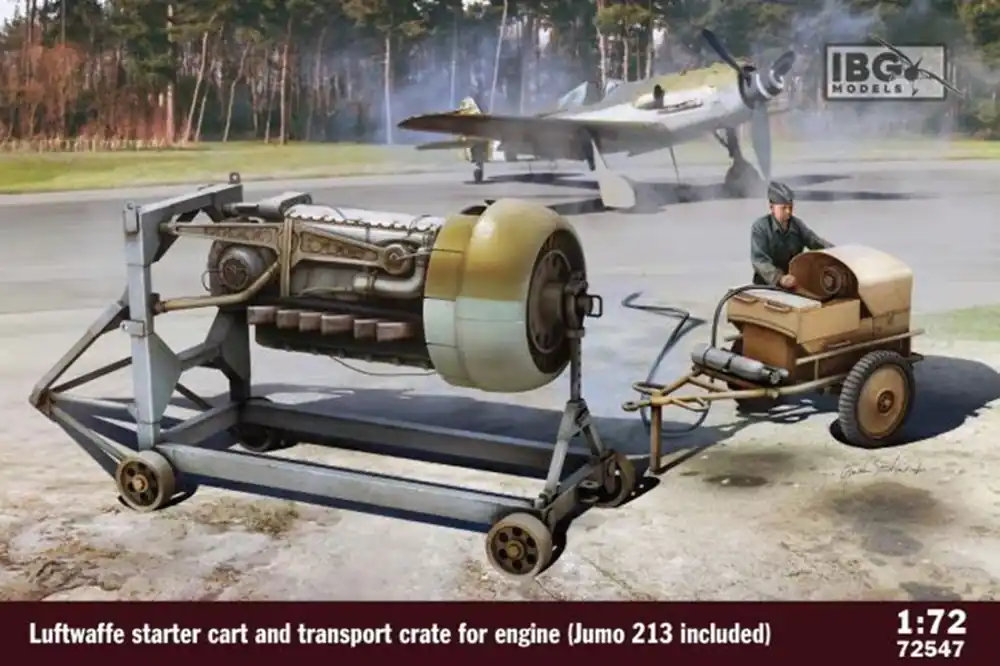 1 72 IBG Models 72547 Luftwaffe Starter car & Transport Crate for engine - Jumo 213 inbegrepen Plastic Modelbouwpakket Bestel Nu