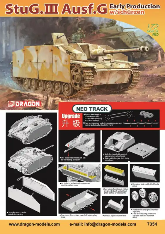 1 72 Dragon 7354 StuG III Ausf. G early production w/ Schürzen - Neo Tracks Plastic Modelbouwpakket Meest Verkocht