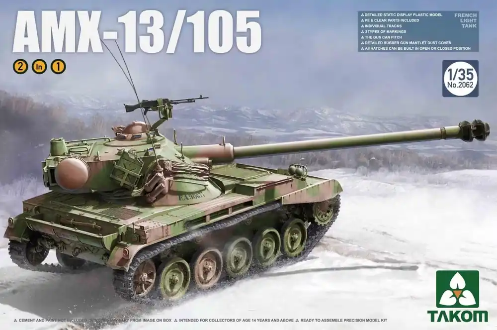 1 35 Takom 2062 AMX-13/105- Franse Tank - Nederlandse Legerversie Plastic Modelbouwpakket Nieuw
