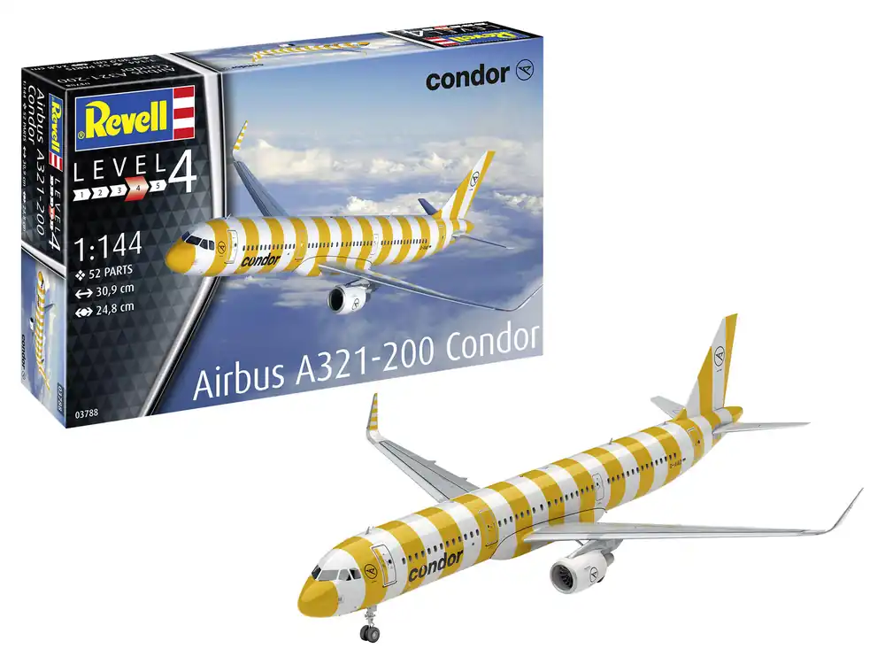 1 144 Revell 03788 Airbus A321-200 "Condor" - Vliegtuig Plastic Modelbouwpakket Direct Beschikbaar