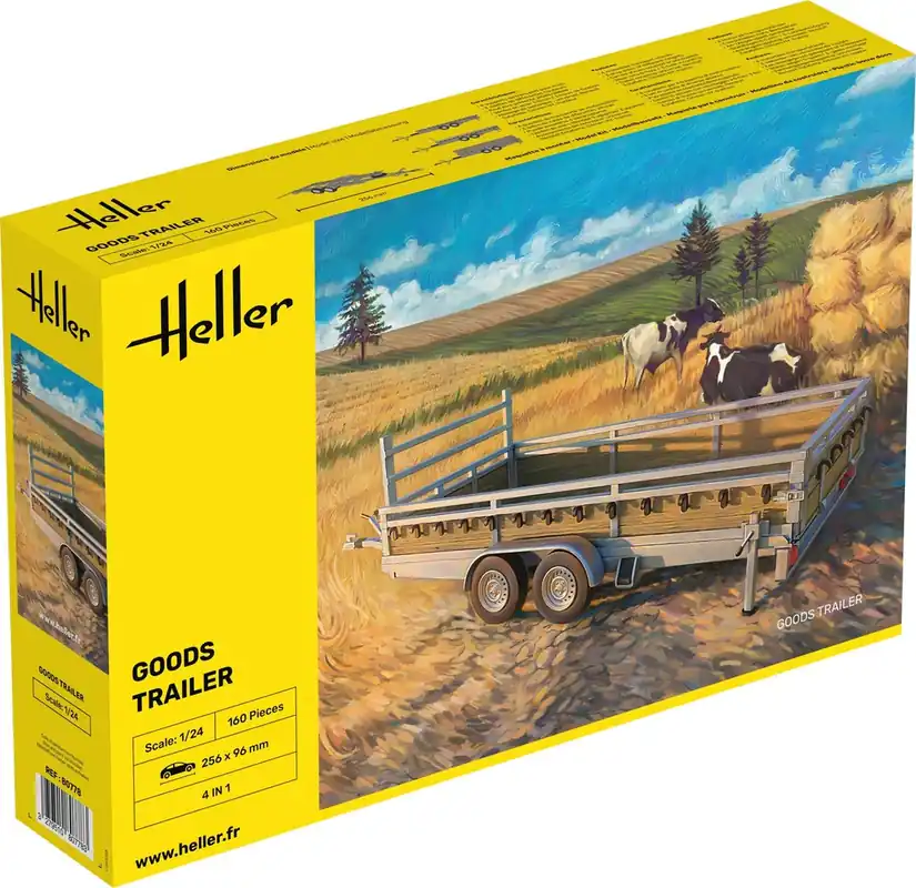 Laatste Versie 1 24 Heller 80778 Goederen Transport Trailer - Aanhanger - 4 Bouwopties Plastic Modelbouwpakket