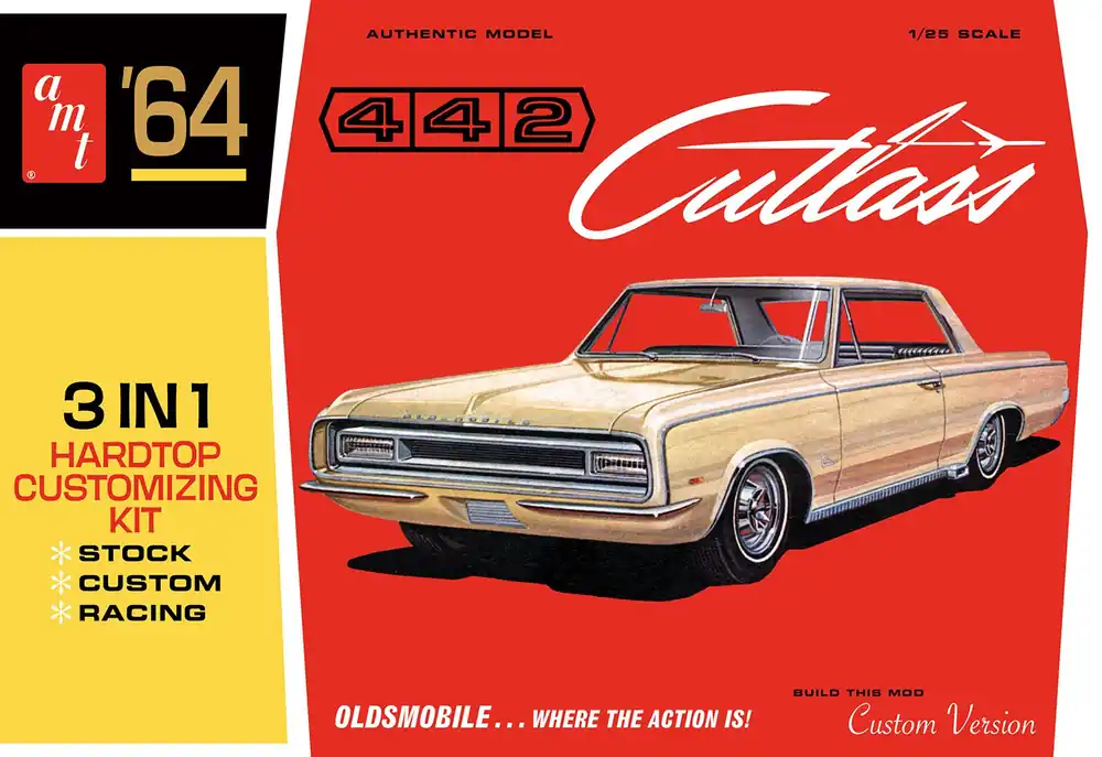 1 25 AMT 1066 1964 Oldsmobile Cutlass 442 Hardtop - Amerikaanse Auto Plastic Modelbouwpakket Beperkte Voorraad