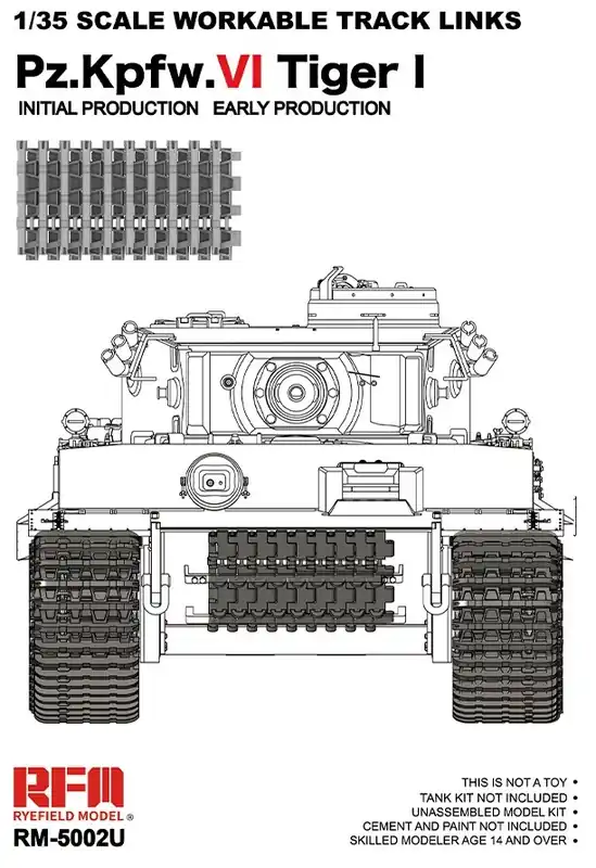 1 35 Rye Field Model 5002U Tiger I Eerste Vroege Productie - Upgrade-versie met Werkbare Tracklinks Plastic Modelbouwpakket Koop Vandaag
