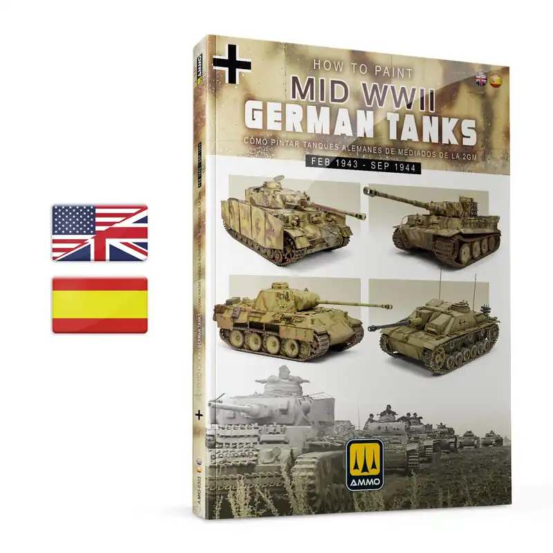 AMMO MIG 6303 Hoe Verf je Modelbouw Mid WWII Duitse Tanks Feb1943/Sep1944 - Engels-Spaans Boek Goedkoop