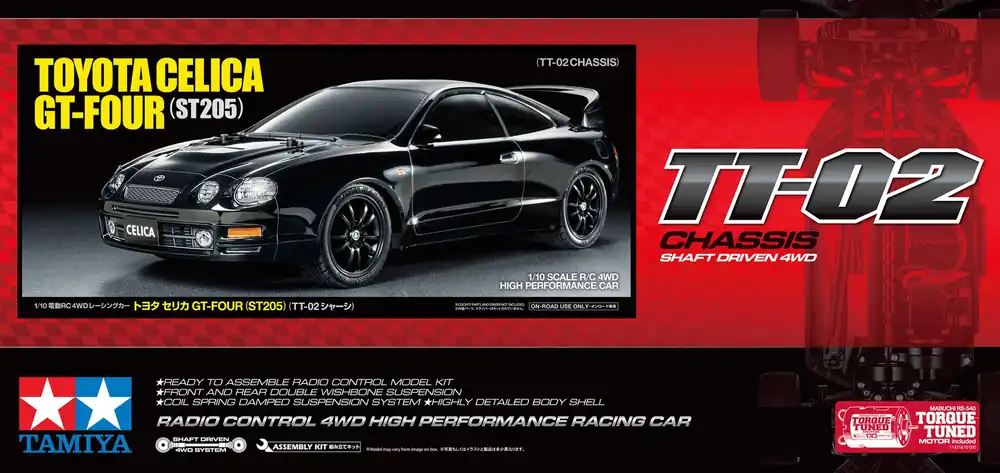 1 10 Tamiya 58743 RC Toyota Celica GT-FOUR - ST205 - TT-02 - Auto RC Plastic Modelbouwpakket Seizoensaanbieding