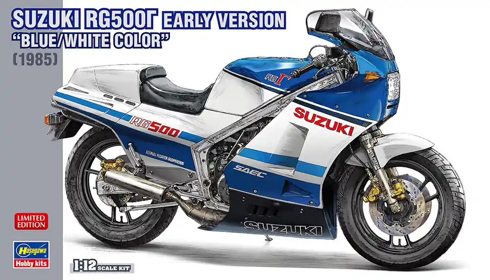 1 12 Hasegawa 21760 Suzuki RG500Γ - 1985 - Vroege Versie - Blauw met Wit - Motorfiets Plastic Modelbouwpakket Premium