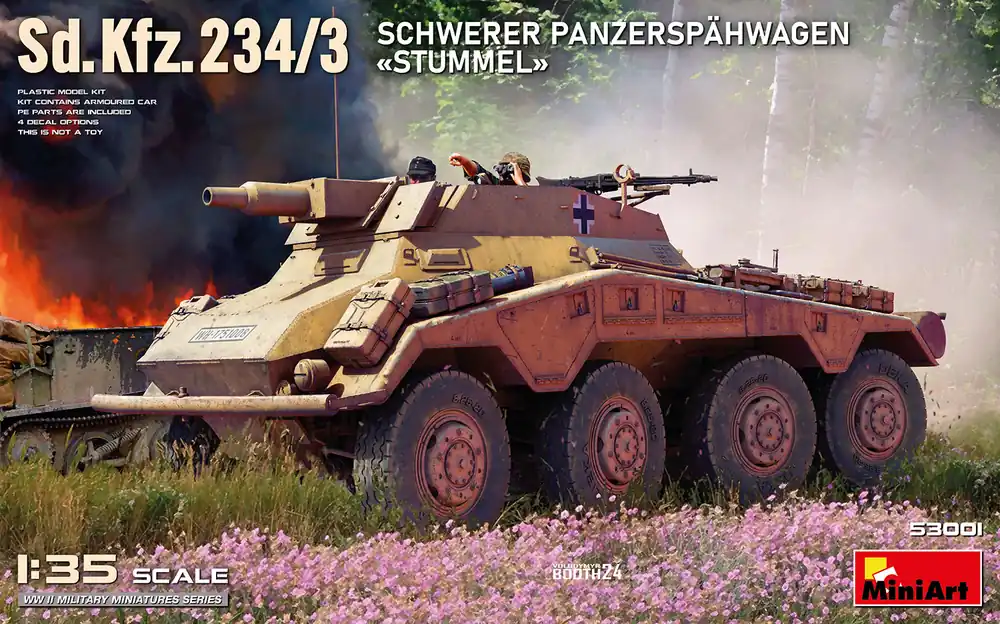 1 35 MiniArt 53001 Sd.Kfz.234/3 Schwerer Panzerspähwagen - Stummel - Militair Voertuig Plastic Modelbouwpakket Voordeelprijs
