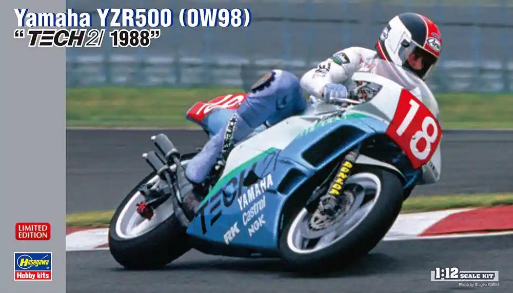 1 12 Hasegawa 21762 Yamaha YZR500 - OW98- TECH 21 1988 - Race Motorfiets Plastic Modelbouwpakket Uitverkoop