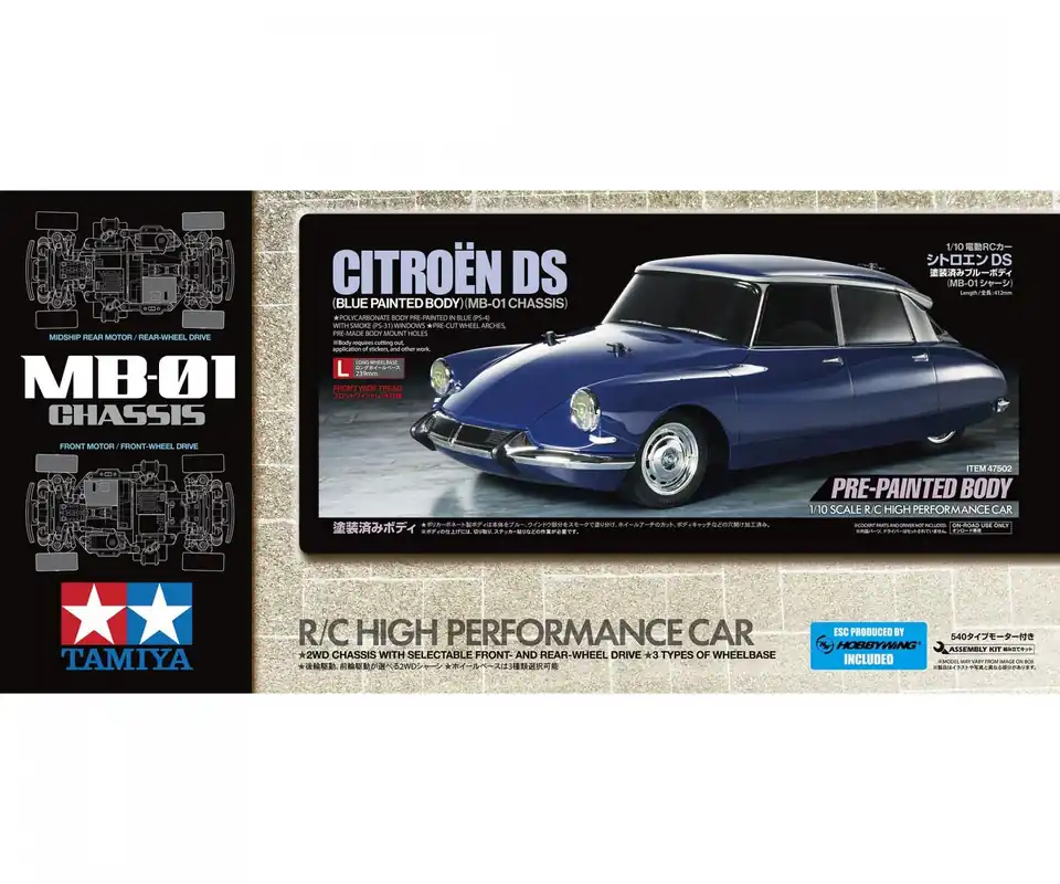 1 10 Tamiya 47502 RC Citroën DS - MB-01 - met Blauwe Body - Auto RC Plastic Modelbouwpakket Nu Kopen