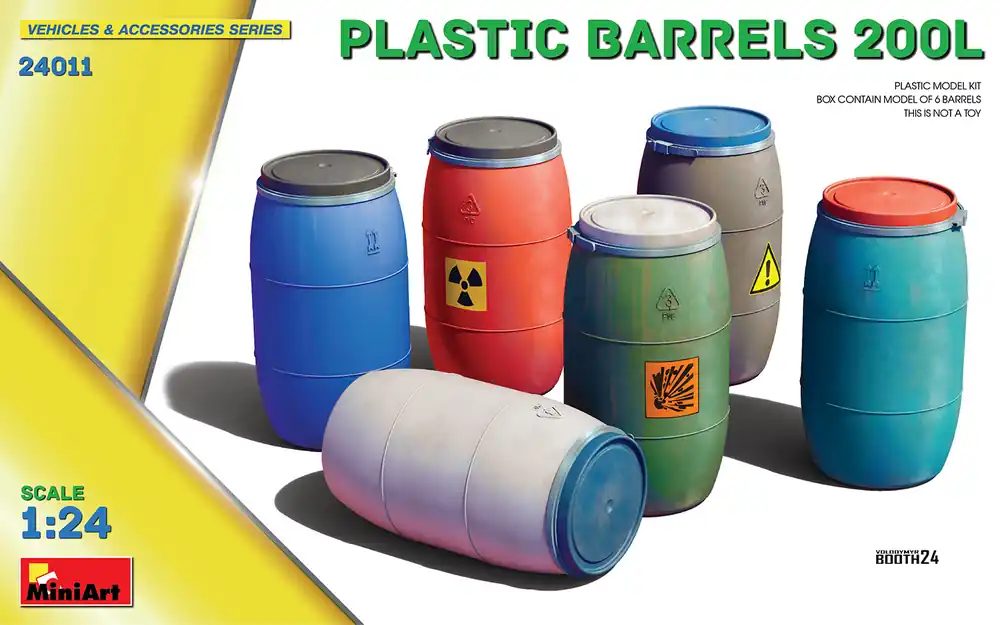 1 24 MiniArt 24011 Kunststof vaten 200L - 6 Drums voor Diorama Plastic Modelbouwpakket Meest Verkocht