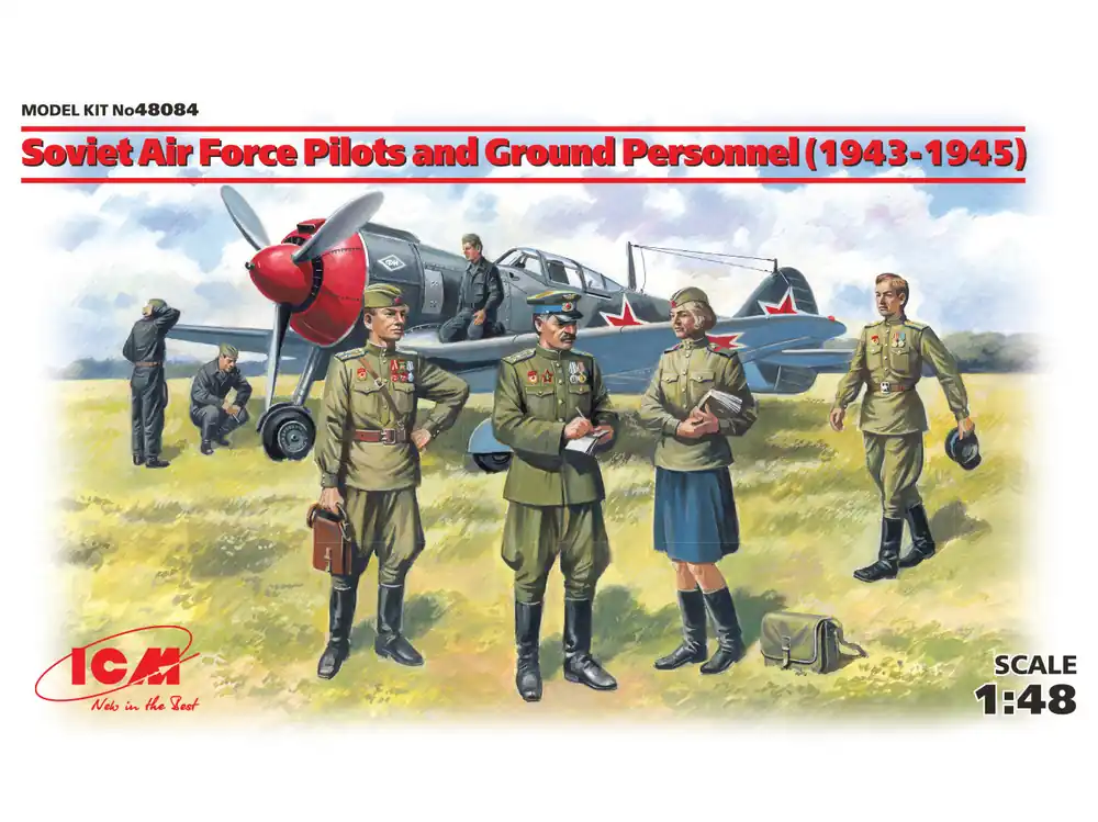Meest Verkocht 1 48 ICM 48084 Soviet Air Force Pilots and Ground Personnel (1943-1945) Plastic Modelbouwpakket