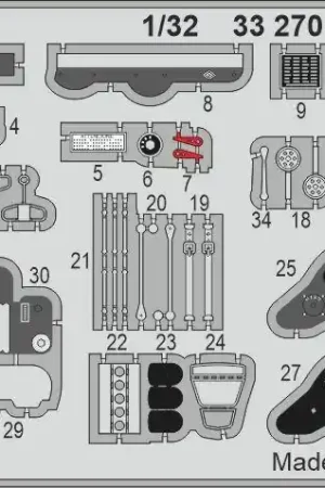 1 32 Eduard 33270 Accessoires for CR.42 - ICM Photo-etch Meest Verkocht
