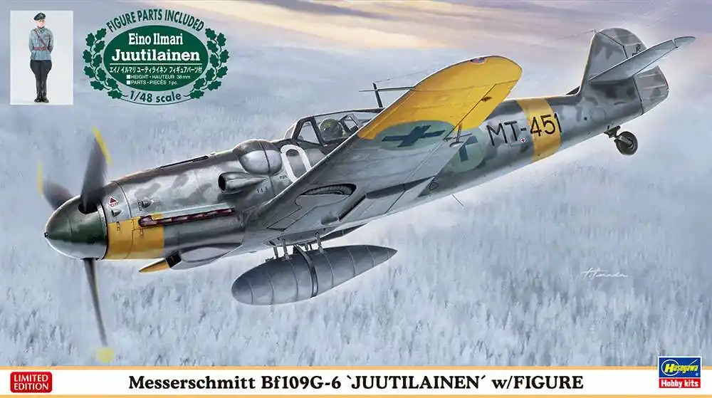 Uitverkoop 1 48 Hasegawa 07494 Messerschmitt BF109G-6 Juutilanen with Figure Plastic Modelbouwpakket