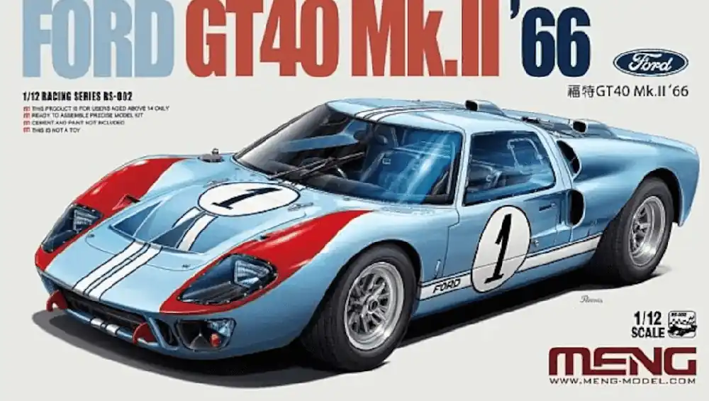1 12 MENG RS002 Ford GT40 Mk.II‘66 Plastic Modelbouwpakket Direct Beschikbaar