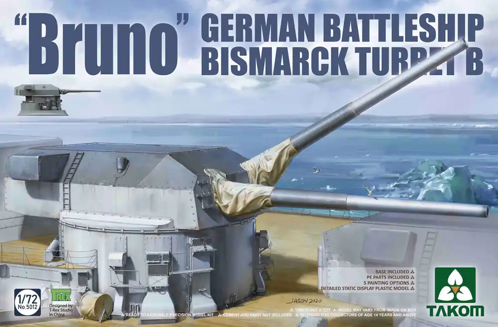 Gratis Retour 1 72 Takom 5012 Bismarck Gun Turret "Bruno" Plastic Modelbouwpakket