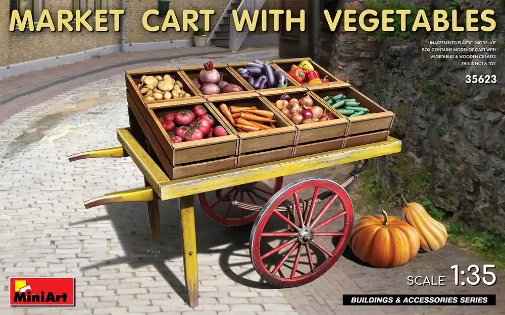 1 35 MiniArt 35623 Market Cart with Vegetables Plastic Modelbouwpakket Speciale Aanbieding