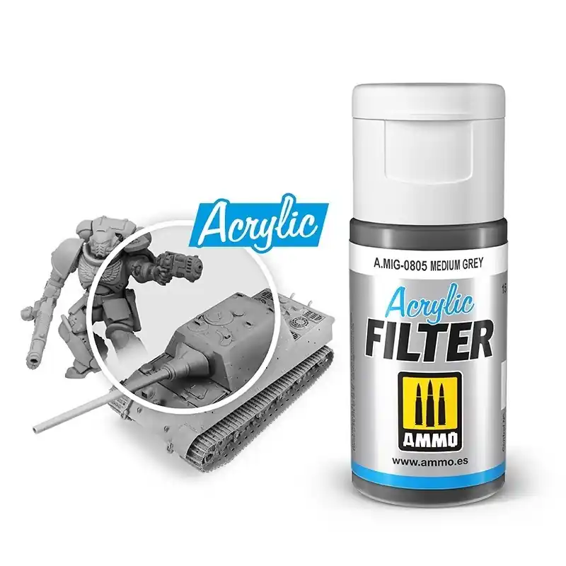 Seizoensaanbieding AMMO MIG 0805 Acrylic Filter Medium Grey - 15ml Effecten potje