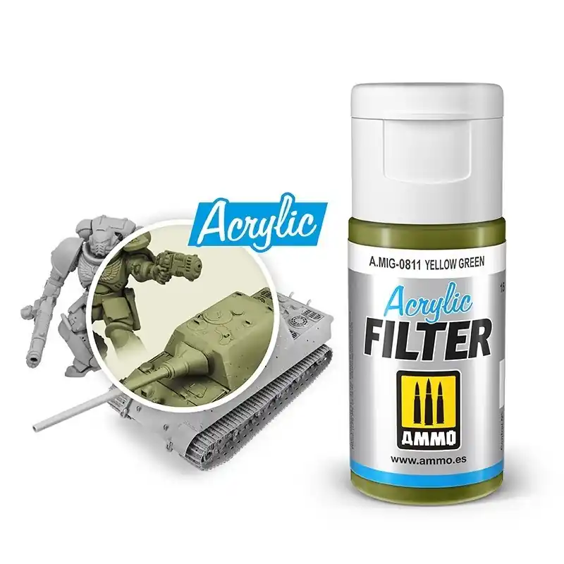 AMMO MIG 0811 Acrylic Filter Yellow Green - 15ml Effecten potje Korting