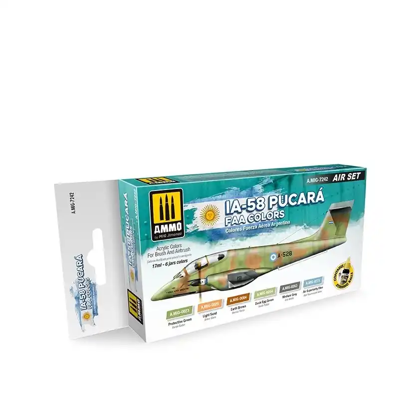 Fabrieksprijs AMMO MIG 7242 IA-58 Pucara FAA Colors - Acryl Set Verf set