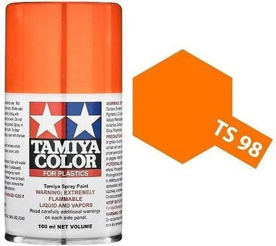 Laatste Versie Tamiya TS-98 Pure Orange - Gloss - Acryl Spray - 100ml Verf spuitbus
