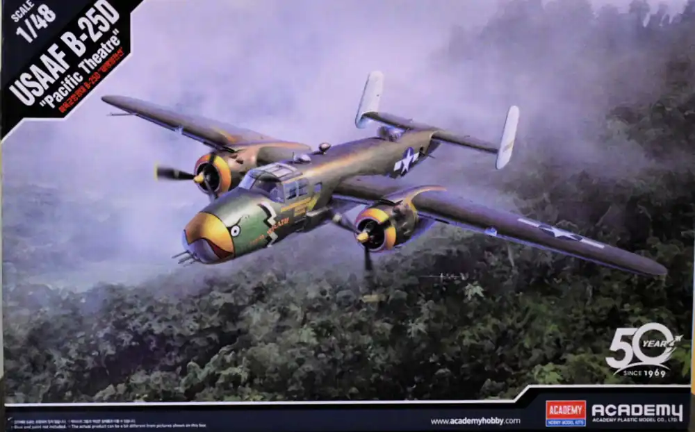 Flitsaanbieding 1 48 Academy 12328 North American B-25 Mitchell - USAAF B-25D "Pacific Theatre" - Propeller Vliegtuig Plastic Modelbouwpakket