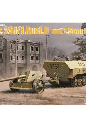 Superprijs 1 35 Dragon 6664 Sd.Kfz.251/1 Ausf.D mit 7.5cm PaK 40 (2 in 1) - Militair Voertuig Plastic Modelbouwpakket