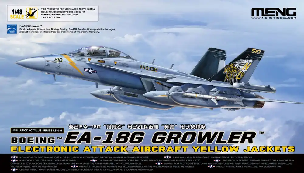 1 48 MENG LS019 Boeing EA-18G Super Hornet Growler - Elektronisch Aanvalsvliegtuig Yellow Jackets Plastic Modelbouwpakket Express Levering