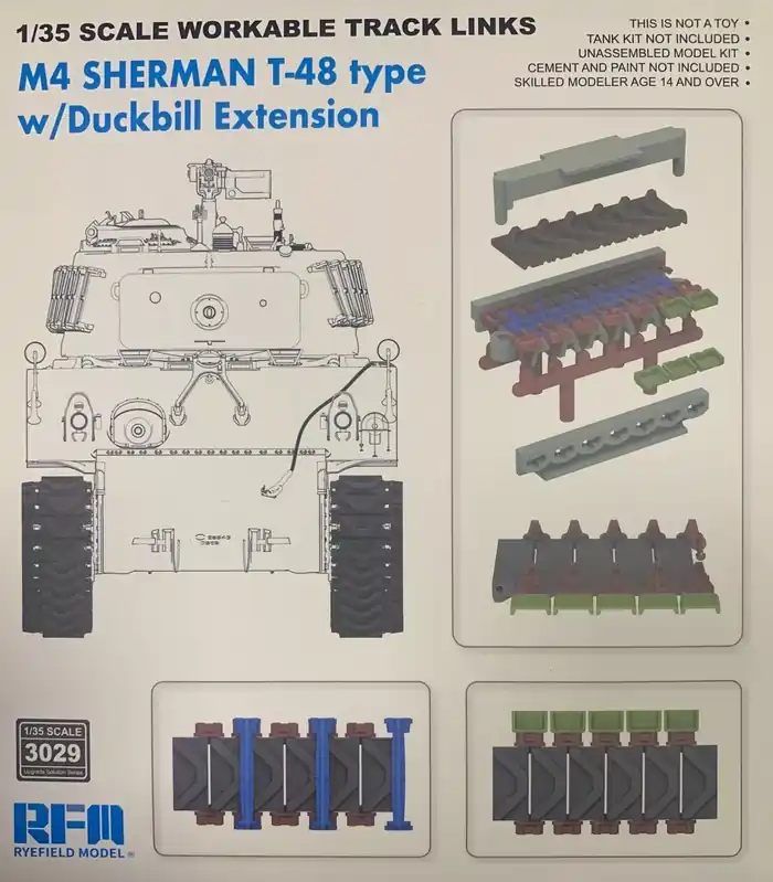 1 35 Rye Field Model 3029 M4 Sherman T-48 type beweegbare rupsbanden met duckbill Plastic Modelbouwpakket Seizoensaanbieding