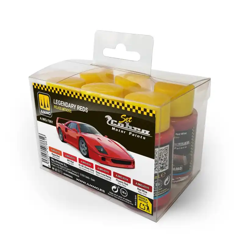 AMMO MIG 7861 Cobra Motor Paints - Legendarische Roodtinten Set - Acryl Set 6x30ml Verf set Favoriet