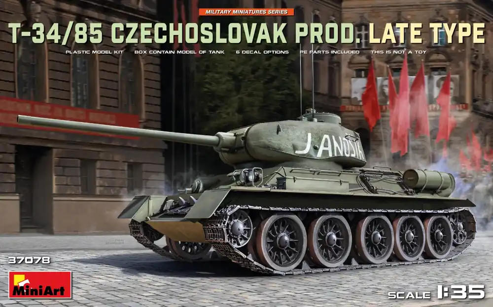 1 35 MiniArt 37078 T-34/85 Tsjechoslowaakse Productie - Laat Type - Tank Plastic Modelbouwpakket Laatste Versie