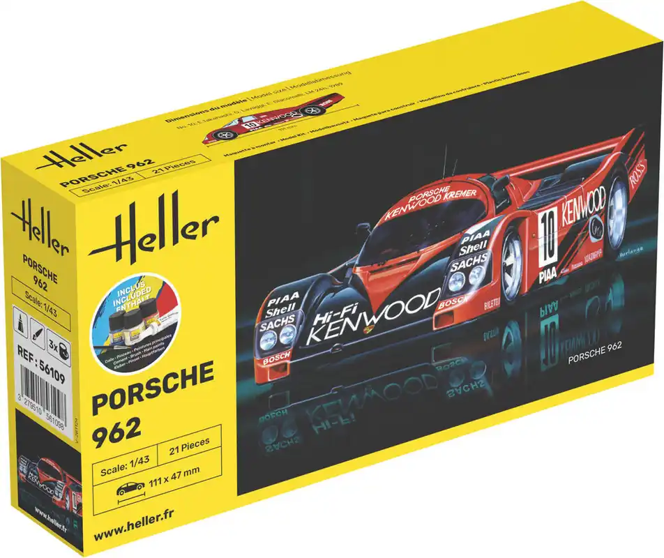 Direct Verzonden 1 43 Heller 56109 Porsche 962 - Sport Auto - Starter Kit Plastic Modelbouwpakket
