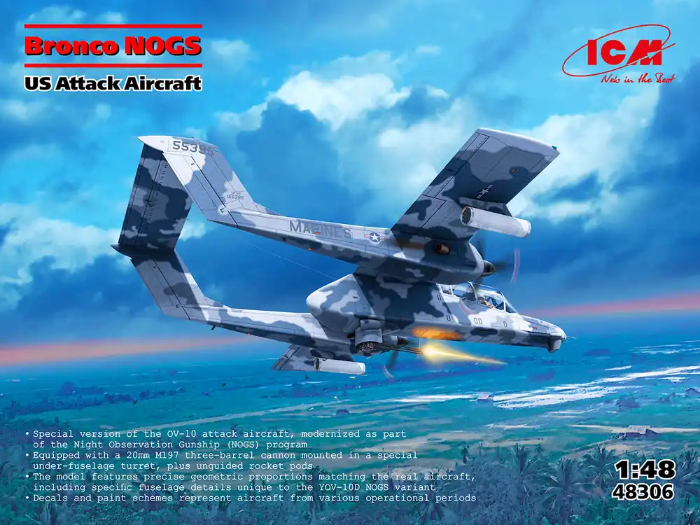 1 48 ICM 48306 Bronco NOGS - Noord-Amerikaanse Rockwell OV-10 Bronco - Propellervliegtuig Plastic Modelbouwpakket Beperkt Aanbod