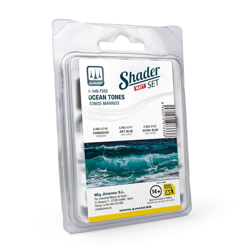 AMMO MIG 7333 Matt Shader Set - Oceaantinten Kleurenset - 3x10ml Verf set Hoge Kwaliteit