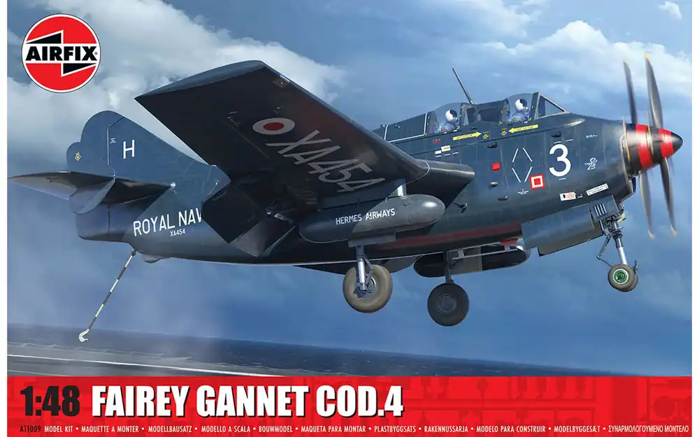 Gratis Retour 1 48 Airfix 11009 Fairey Gannet COD.4 - Brits Maritiem Vliegtuig - Propellervliegtuig Plastic Modelbouwpakket