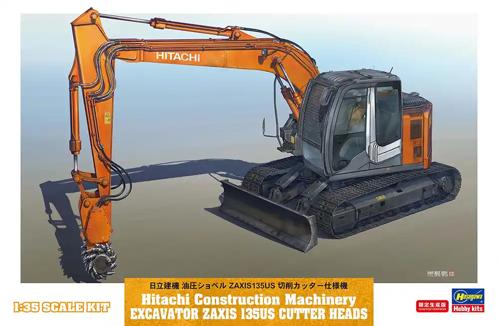 1 35 Hasegawa 66111 Hitachi Constructie Graafmachine Zaxis 135US met Sloopkoppen Plastic Modelbouwpakket Veilige Betaling