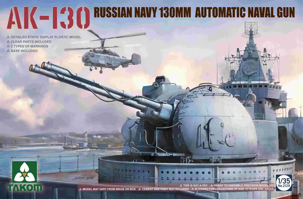 1 35 Takom 2129 Russische Marine 130mm Automatisch Scheepskanon AK-130 - Artillerie Plastic Modelbouwpakket Koopje