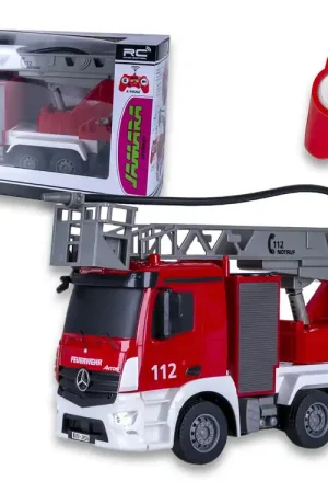 1 26 Jamara 407300 RC Brandweerwagen - Mercedes-Benz Antos - Draaibare Ladder en Sproeifunctie - 2,4GHz RC Model Kant en Klaar Tijdelijk Beschikbaar