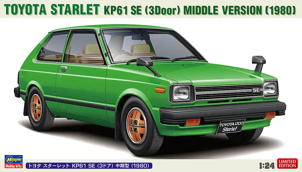 Laatste Kans 1 24 Hasegawa 20761 Toyota Starlet KP61 SE - 3-Deurs Middle Version 1980 - Japanse auto Plastic Modelbouwpakket