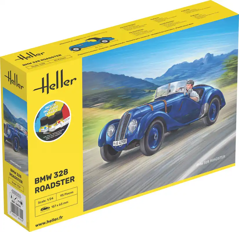 1 24 Heller 56701 BMW 328 Roadster - Duitse Auto - Starter Kit Plastic Modelbouwpakket Voordeelprijs