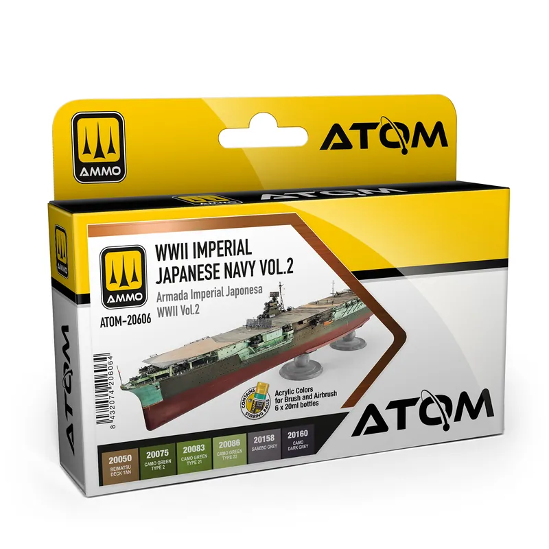 Actieprijs AMMO MIG 20606 ATOM - WWII Japanse Keizerlijke Marine Kleurenset Deel 2 - Acryl Set 6x20ml Verf set