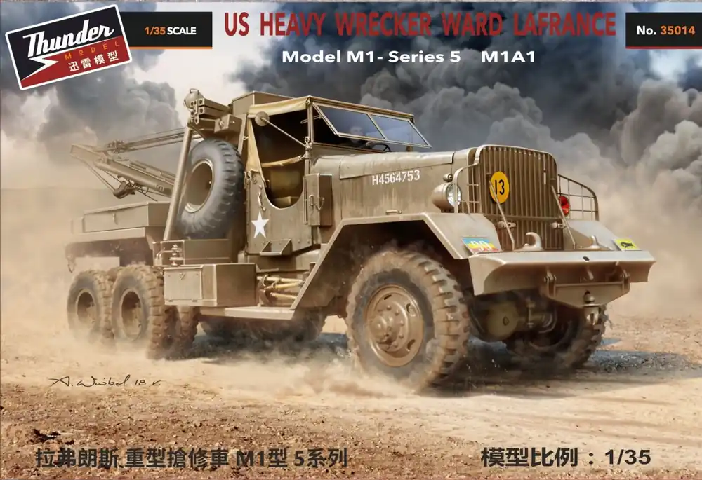 1 35 Thunder Model 35014 US Heavy Wrecker Ward LaFrance Model M1 - Series 5 M1A1 - Standaard Editie - Amerikaanse Truck Plastic Modelbouwpakket Bestseller