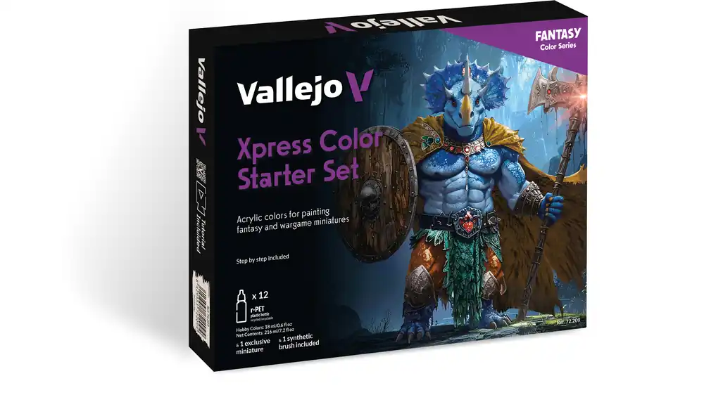 Koop Vandaag Vallejo 72209 Xpress Color - Starter Set Kleurenset met 1 Exclusieve Miniatuur en 1 Penseel - Acryl Set - 12x18ml Verf set
