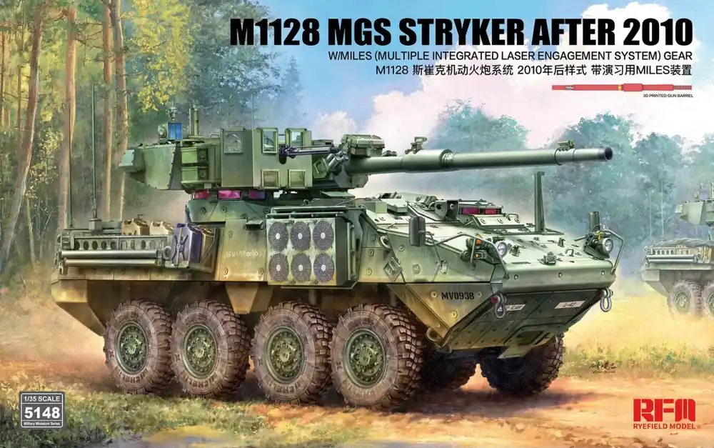 1 35 Rye Field Model 5148 M1128 MGS Stryker Na 2010 met MILES (Multiple Integrated Laser Engagement System) - Amerikaans Gepantserd Voertuig Plastic Modelbouwpakket Korting