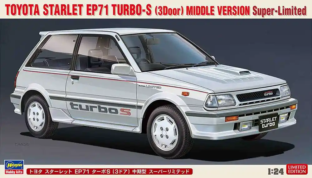 1 24 Hasegawa 20508 (21132) Toyota Starlet EP71 Turbo 3 door Mid. Version Plastic Modelbouwpakket Korting