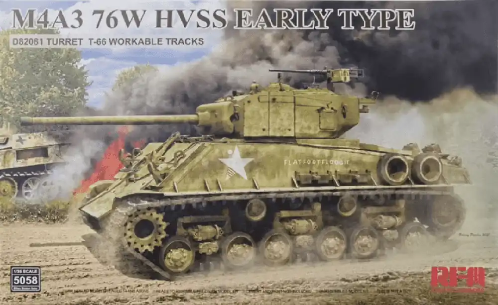 1 35 Rye Field Model 5058 M4A3 76W HVSS Early Type Plastic Modelbouwpakket Exclusieve Aanbieding